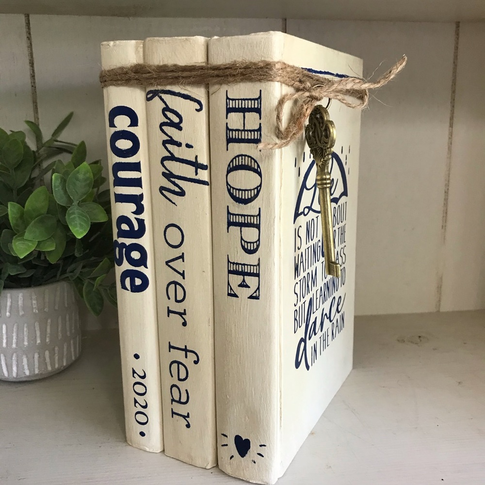 Handcrafted Distressed Book Stack Decor - Picture 6 of 8